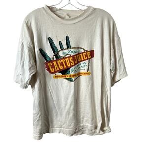 Vintage Cream Cactus Juice Graphic Tee with Green and Red Print